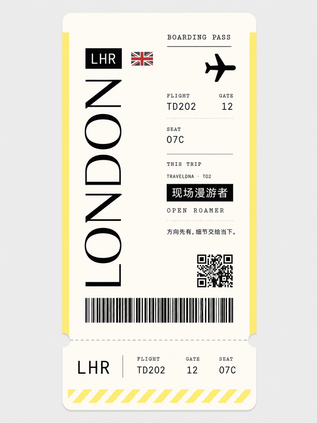 LONDON · 现场漫游者 TravelDNA 人格机票卡